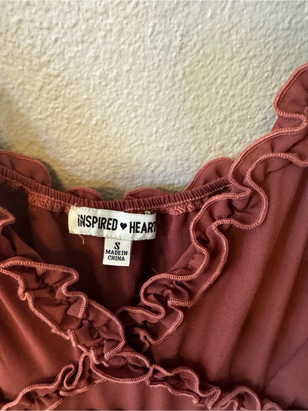 Inspired Hearts Ruffled Slip Dress - Rust - Picture 2 of 5